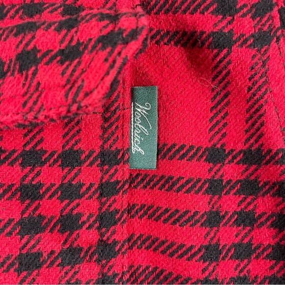 Woolrich Shacket Mens XL Red Plaid Check Flannel Button Up Long Sleeve Pockets - Picture 7 of 15